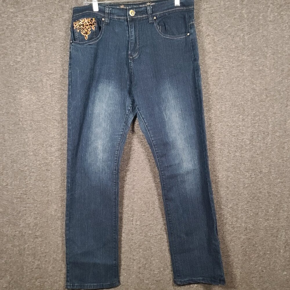 No Fuze Women's Jeans Size 14 With Leopard Design on Pockets